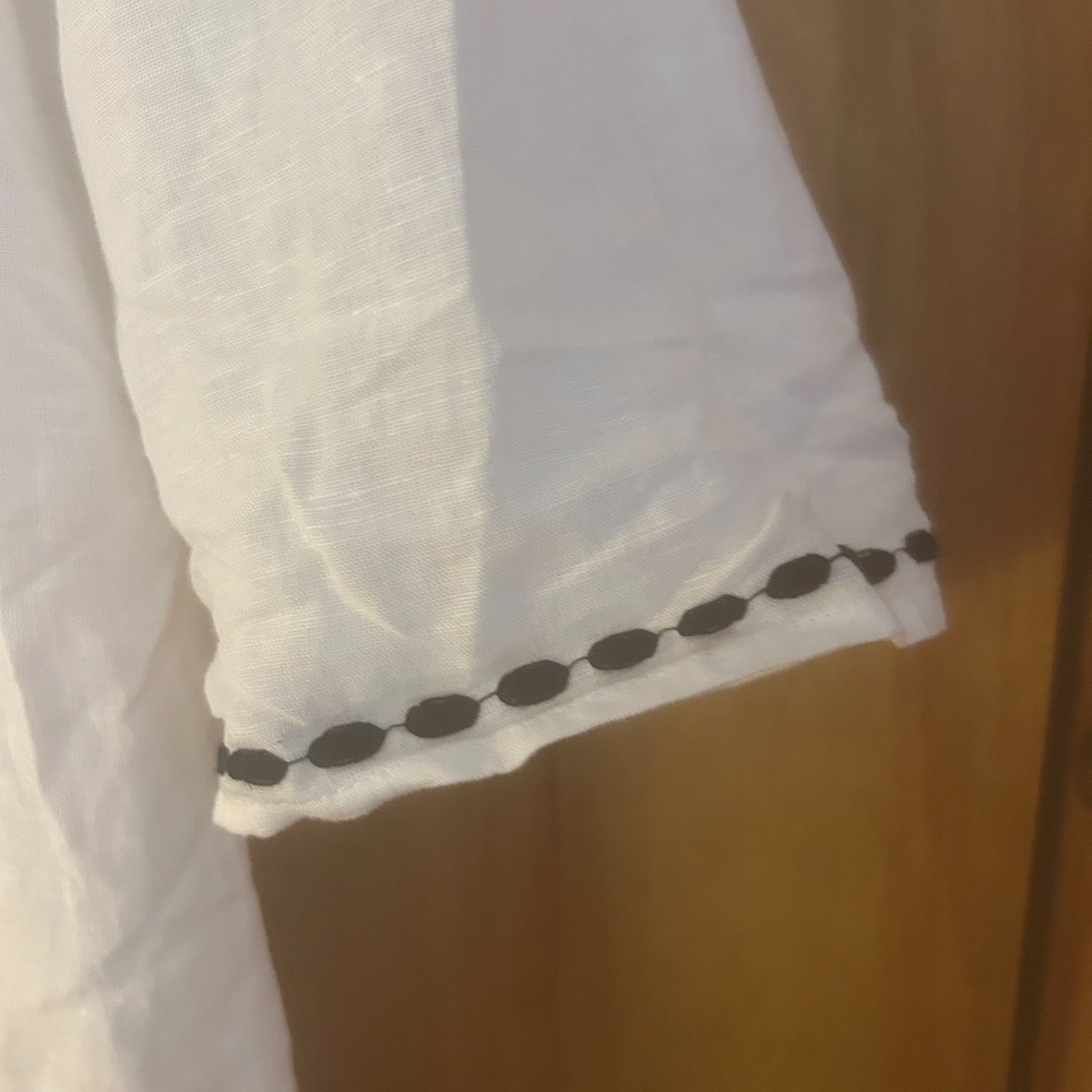 Susan Bristol Blouse Size XL Cotton Linen White Embroidered Boho Cottagecore - Picture 5 of 9
